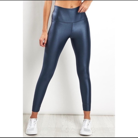 Reebok Pants - REEBOK SHINY HIGH-RISE LEGGINGS METALLIC BLUE